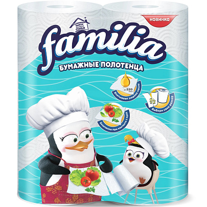  Бумажные полотенца Familia 2 слоя 2 рулона 