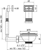 Перелив для мойки Ани 3 1/2" с прямоуг верт корп N305/644