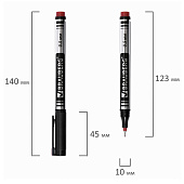  Маркер перманентный красный Brauberg Jet, супертонкий металлический наконечник 0,5 мм, 150509 