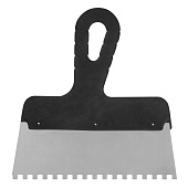 Шпатель зубчатый 200мм, зуб 6х6мм, пластмассовая ручка, нержавеющая сталь Шпатель зубчатый 200мм, зуб 6х6мм, пластмассовая ручка, нержавеющая сталь