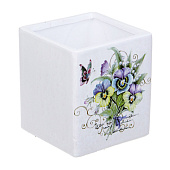 Кашпо Цветы 0,8л 10х9см, керамика INBLOOM 164-358 Кашпо Цветы 0,8л 10х9см, керамика INBLOOM 164-358