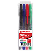 Ручки шариковые BRAUBERG НАБОР 4шт., АССОРТИ, Black Jack, 0,7мм, линия 0,35мм, 141290