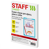  Бумага А4 белая 80г/м2, 100л, STAFF СТАНДАРТ Россия, 146% (CIE), 115351 