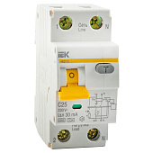 Выключатель автом. дифф. тока 2п C 25А 30мА АВДТ-32 IEK Выключатель автом. дифф. тока 2п C 25А 30мА АВДТ-32 IEK