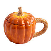  Кружка Bright pumpkin 450 мл, с крышкой, оранжево-зеленая, Тыква ANLAF-FDWS-031224-5 