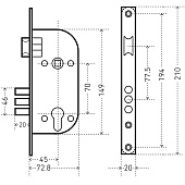 Замок врезной с ручкой 102/3 AB бронза 4кл. АЛЛЮР Замок врезной с ручкой 102/3 AB бронза 4кл. АЛЛЮР