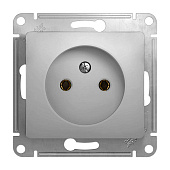 Розетка встраиваемая без заземления, цвет алюминий, SE Glossa Розетка встраиваемая без заземления, цвет алюминий, SE Glossa