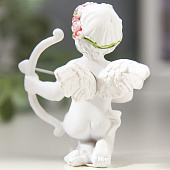Сувенир Купидон в венке из роз, 6,5х6х5 см, полистоун, 906845 Сувенир Купидон в венке из роз, 6,5х6х5 см, полистоун, 906845