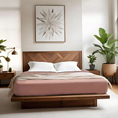  Простыня на резинке 200х200 сатин пыльная роза 