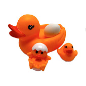  Набор игрушек (утка, 2 утенка, яйцо), резиновые, 16х10 см, сетка, 2726-3 