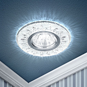 Светильник точечный встраиваемый под лампу GU5.3 DK LD9 50Вт круг LED-подсветка прозрачный MR16 (d95х25/монтажн d65) /ЭРА