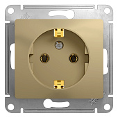 Розетка встраиваемая с заземлением, цвет титан, SE Glossa Розетка встраиваемая с заземлением, цвет титан, SE Glossa