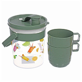  Набор: кувшин ,пластик, 850мл "Летний зной", кружки 300мл 728-098 