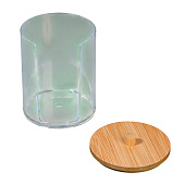  Органайзер для ватных дисков с крышкой BAMBOO, d 7х10,1 см прозрачный, коричневый, 9880059 