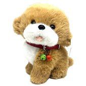 Мягкая игрушка Собачка со стеклянными глазами, ремешок с колокольчиком, 23 см, LY-23 Мягкая игрушка Собачка со стеклянными глазами, ремешок с колокольчиком, 23 см, LY-23