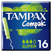 Тампоны TAMPAX Compak Super Duo 16шт Препаков. Коробка Тампоны TAMPAX Compak Super Duo 16шт Препаков. Коробка