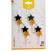  Набор свечей 4 шт. "Star glow", black (12 см) 