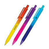  Ручки шариковые автоматические Brauberg Grade, набор 3 штуки, синие, soft-touch, линия 0,35 мм,144206 