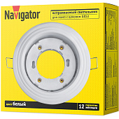 Светильник точечный встраиваемый под лампу GX53 NGX-R6 93037 круг белый (d115/монтажн d90х40) /Navigator Светильник точечный встраиваемый под лампу GX53 NGX-R6 93037 круг белый (d115/монтажн d90х40) /Navigator