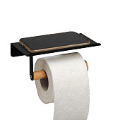  Держатель для туалетной бумаги BAMBOO с полочкой 18х9.7х7.5 см, цвет черный 6961917 