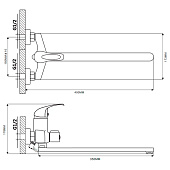  Смеситель для ванны длинный излив переключатель в корпусе E22109 Ekko 