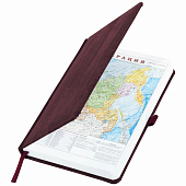  Ежедневник А5 недатированный Brauberg Wood, под кожу, резинка, 136 л, бордовый, 111675 