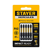Биты PH2 50мм, хвостовик Е1/4", торсионные, 5шт, STAYER