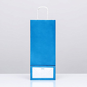 Пакет под бутылку крафтовый Лазурный, 14х8х32 см, 6880425 Пакет под бутылку крафтовый Лазурный, 14х8х32 см, 6880425