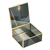 Шкатулка Затемнённая с листом, 15х15х6,5 см, 9384030