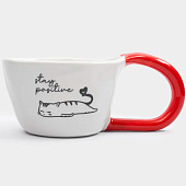Кружка бело-красная 350 мл, Кот, Eccentric ANLAF-KY2012 Кружка бело-красная 350 мл, Кот, Eccentric ANLAF-KY2012