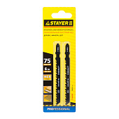 Полотна STAYER, T144DP, по дереву, прямой рез, T-хвост., шаг 4мм, 75мм(уп.2шт)