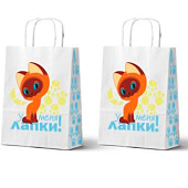  Пакет подарочный «Котёнок по имени Гав. У меня лапки», белый (24х14х30) 