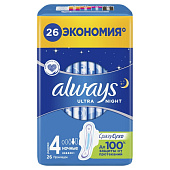 Гигиенические прокладки ALWAYS Ultra ароматизированные Night Quatro 26шт Гигиенические прокладки ALWAYS Ultra ароматизированные Night Quatro 26шт