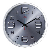  3027-21 (10) Часы настенные круг d=30см, корпус серебряный "Хром" "Рубин" 