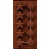 Форма силиконовая "Звёздочки и ракушки" 21х10,5х2 см, 10 ячеек, цвет в ассортименте MARMITON 16002 Форма силиконовая "Звёздочки и ракушки" 21х10,5х2 см, 10 ячеек, цвет в ассортименте MARMITON 16002
