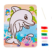  Фреска с цветным основанием "Милый дельфин", 6 цветов песка, 9655806 