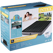  INTEX Кровать надувная DOWNY BED, встроенный ножн.насос, 152x203x25см,   64763 