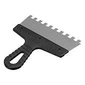 Шпатель зубчатый 200мм, зуб 10х10мм, пластмассовая ручка, нержавеющая сталь Шпатель зубчатый 200мм, зуб 10х10мм, пластмассовая ручка, нержавеющая сталь