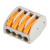 Клемма с рычажком 222-414 4-ти проводная без пасты (5 шт) Клемма с рычажком 222-414 4-ти проводная без пасты (5 шт)