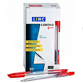 Ручка шариковая Linc Corona Plus красная 0,7 мм прозрачный корпус, 3002N/red Ручка шариковая Linc Corona Plus красная 0,7 мм прозрачный корпус, 3002N/red