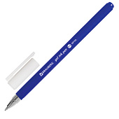  Ручка гелевая синяя BRAUBERG Matt Gel, корпус soft-touch, узел 0,5 мм, линия 0,35 мм, 142945 