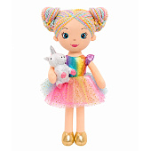 Мягкая игрушка Maxitoys, Кукла Сабрина с единорогом в разноцветном платье, 38 см