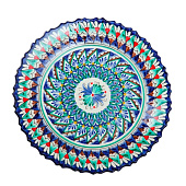 Тарелка узбекская «Цветы», d=27 см, синяя 1573759 Тарелка узбекская «Цветы», d=27 см, синяя 1573759
