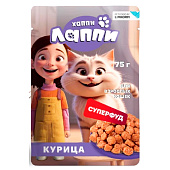 Влажный корм Хаппи Лаппи для взрослых кошек 75г кусочки в соусе с курицей Влажный корм Хаппи Лаппи для взрослых кошек 75г кусочки в соусе с курицей
