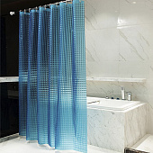  Штора для ванной Лаурель 3D ПВХ 180х180см 12 колец голубой /104244 Zenfort 