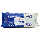Влажные полотенца SUNLIGHT 100шт XXL Universal (с клапаном)
