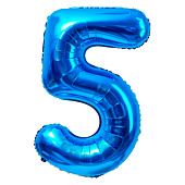 Шар воздушный фольгированный Цифра 5 81см голубой Шар воздушный фольгированный Цифра 5 81см голубой