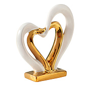  Сувенир керамика "Сплетённые сердца" белый с золотом 5,5х17,5х19,5 см, 10200641 