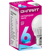 Лампа LED 6Вт Е27, шар, 4000К нейтр. бел. ОНЛАЙТ Лампа LED 6Вт Е27, шар, 4000К нейтр. бел. ОНЛАЙТ
