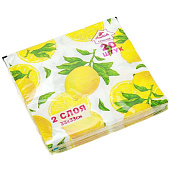  Салфетки бумажные Лилия Спелый лимон 2 слоя 33х33 20 штук Арт.7489 